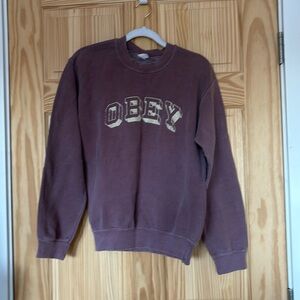 Purple Distressed Obey Crew Neck - S